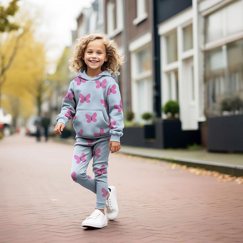 Sweatshirt cardada Borboletas grandes | Poppy Fabrics – marfim/rosa,  image number 5