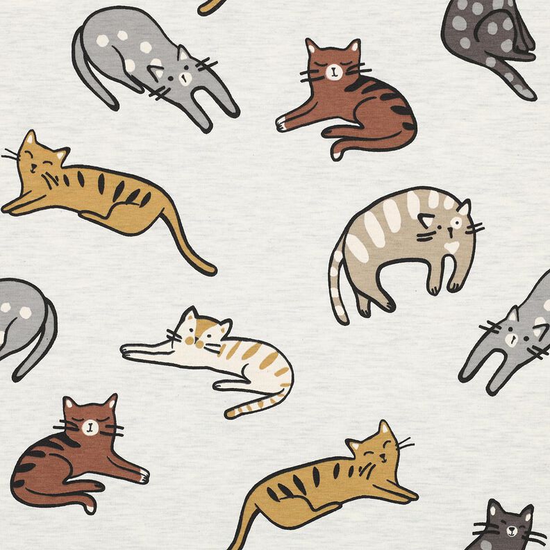 Jersey de algod&atilde;o Gatos | Poppy Fabrics &ndash; natural/castanho,  image number 1