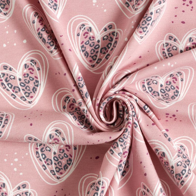 Jersey de algodão Corações Leo – rosa-velho claro,  image number 3