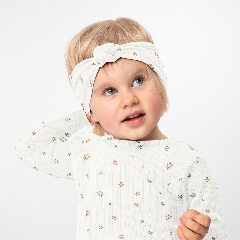 Ajour Jersey de algodão Túlipas – marfim,  image number 6