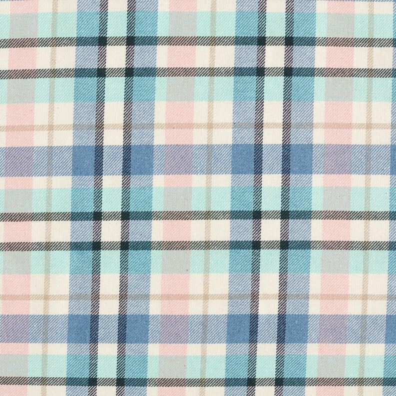 Mistura de algodão Sarja xadrez – azul brilhante/rosa-claro,  image number 1