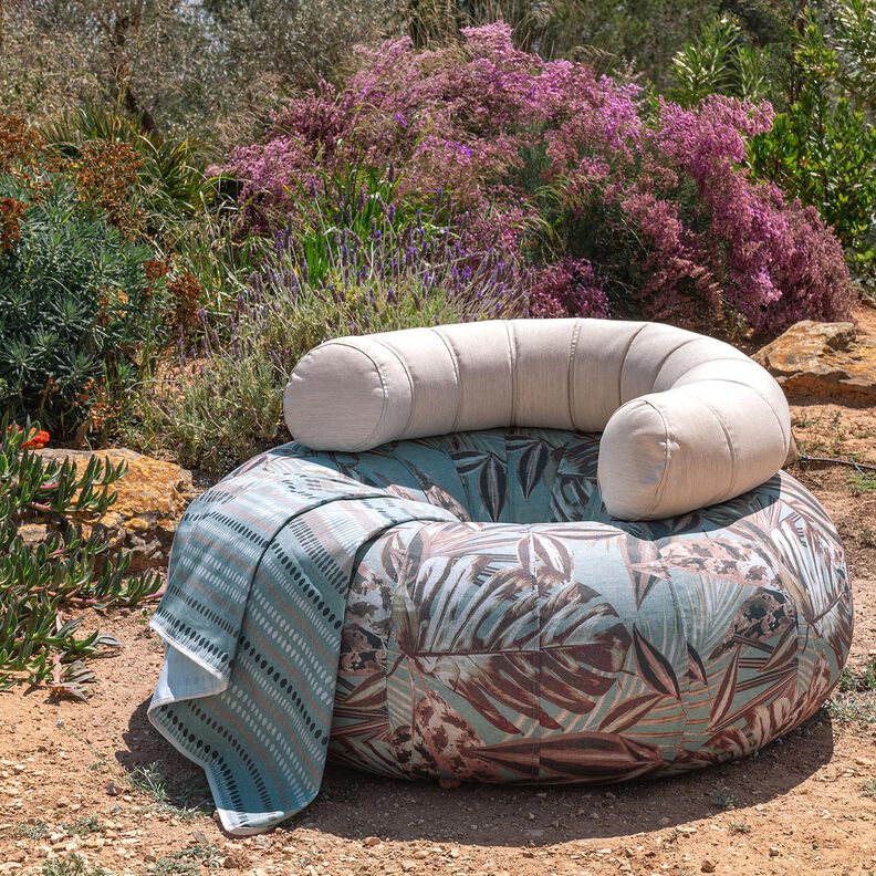 Tecido para exteriores Lona Folhas grandes – natural/terracota,  image number 7