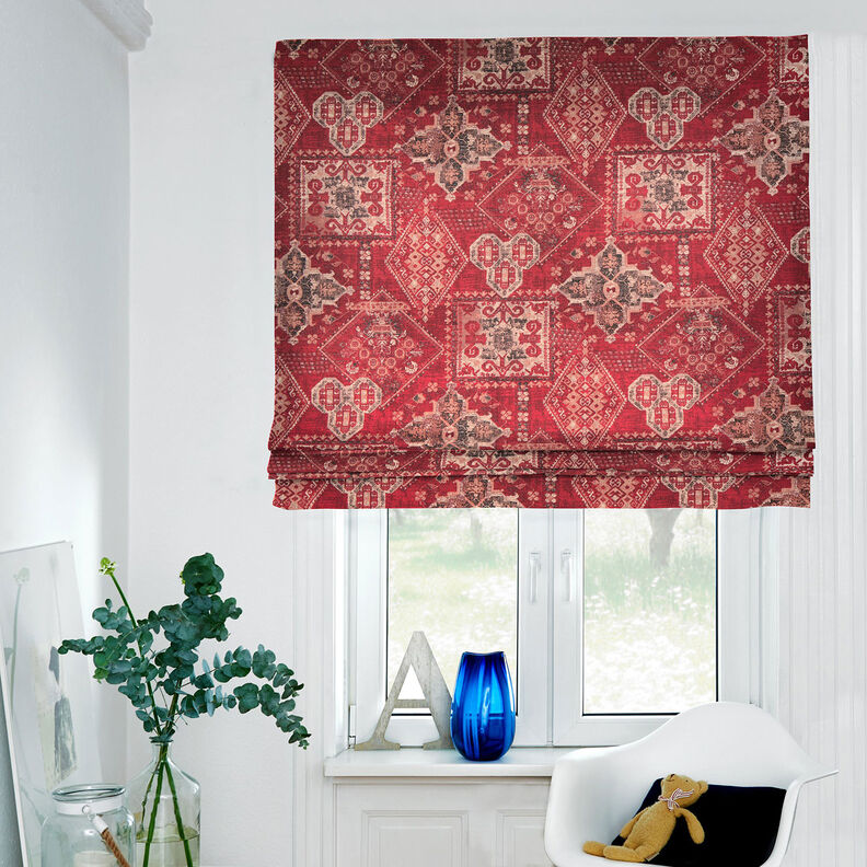 Tecido para decoração Meio linho Panamá Tapete Kelim – carmin,  image number 7