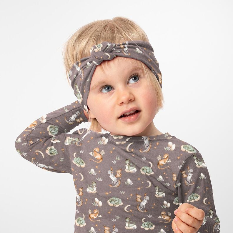 French Terry Sweat de verão Dragões fofos Impressão Digital – taupe escuro,  image number 5