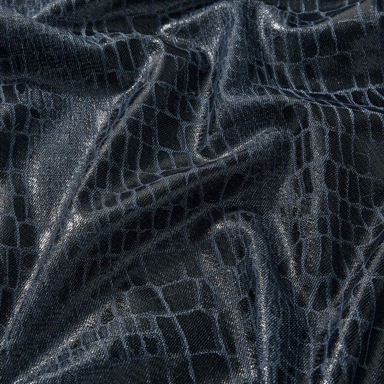Denim de viscose Aparência de réptil – preto azulado,  image number 2