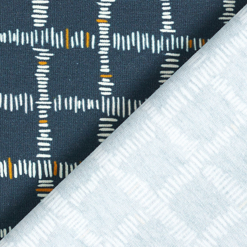 GOTS Jersey de algodão Checks | Tula – azul-noite/mostarda,  image number 4