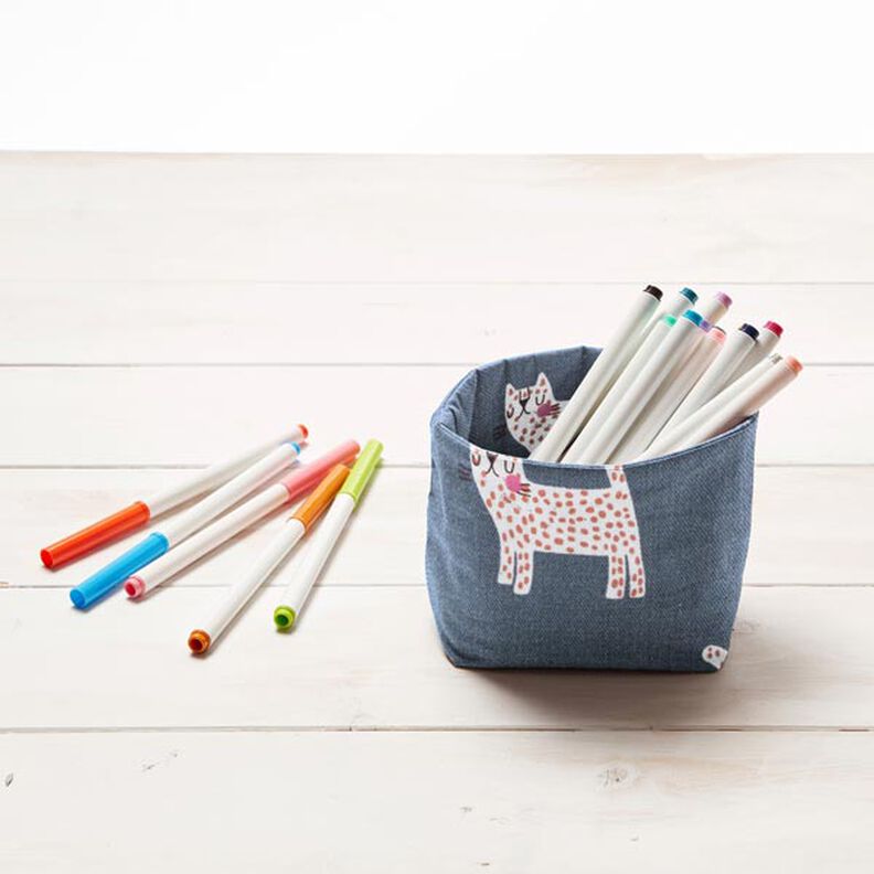 Tecido para decoração Meio linho Panamá Gatos – cinzento escuro,  image number 6