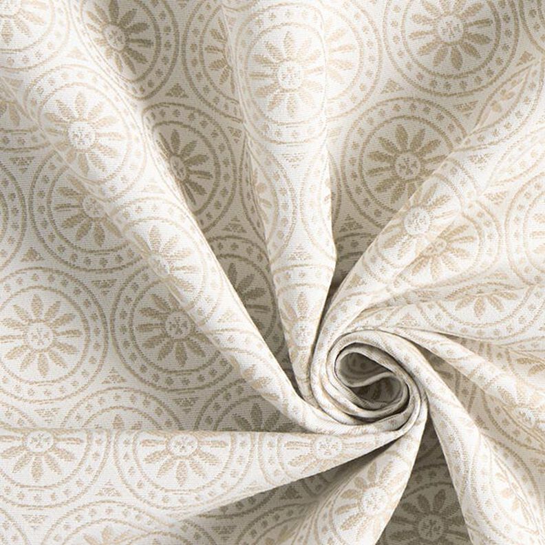 Tecido para exteriores jacquard Ornamentos círculos – beige/branco sujo,  image number 3