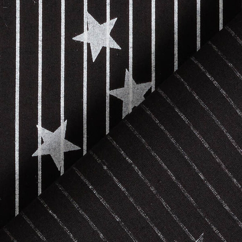 Popelina de algodão Riscas e estrelas – preto/branco,  image number 4