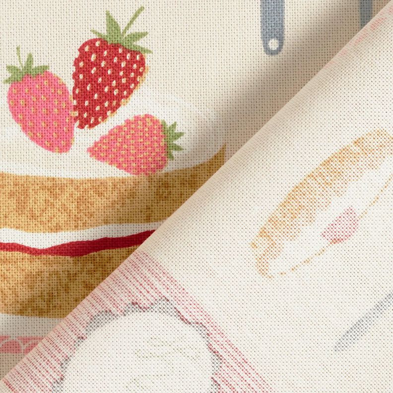 Tecido para decoração Meio linho Panamá Bolos e tortas – bege claro/rosa,  image number 4