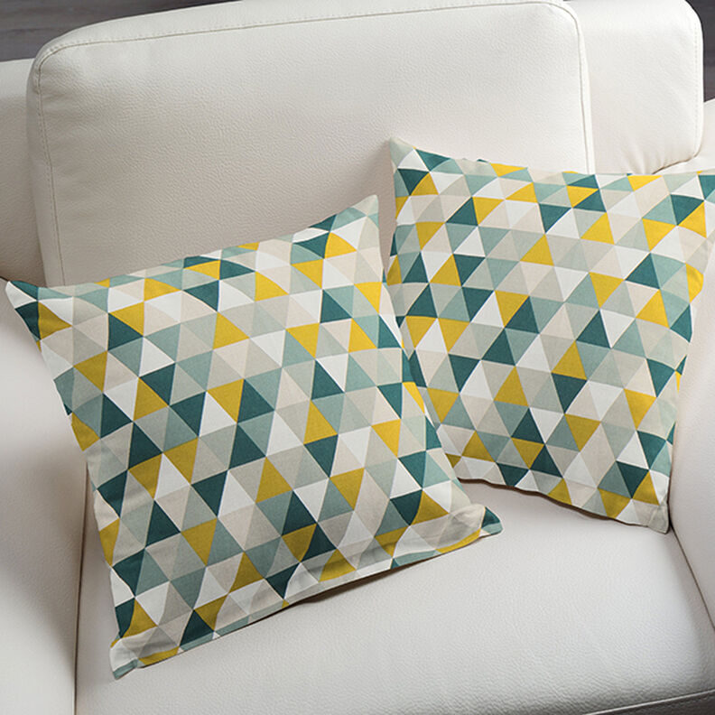 Tecido para decoração Meio linho Panamá Triângulos – verde,  image number 7
