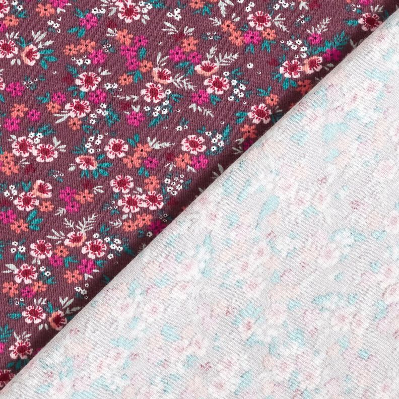 Jersey de algodão Mar de florzinhas – merlot/cor de coral,  image number 4