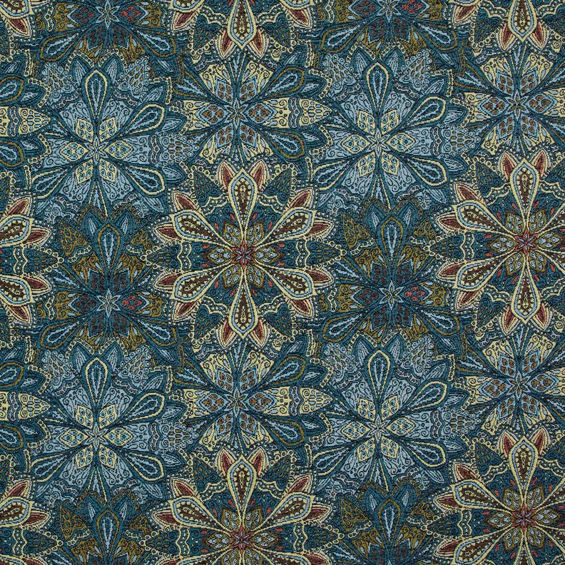 Tecido para decoração Gobelina Flores Mandala – preto/azul,  image number 1
