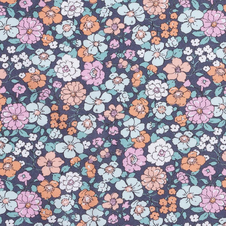 GOTS Popelina de algodão Prado de flores | Poppy Fabrics – cinza ardósia,  image number 1