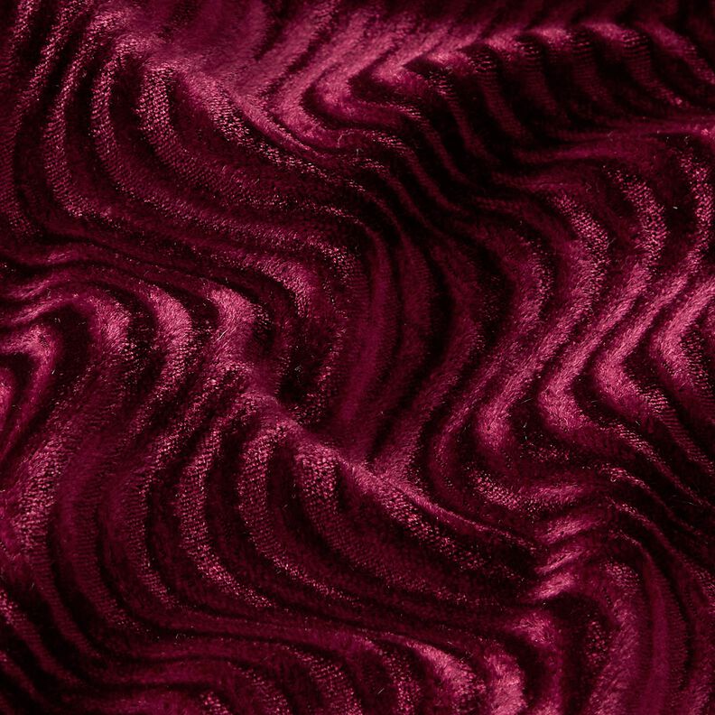 Veludo Stretch Ondas em relevo – bordô,  image number 2