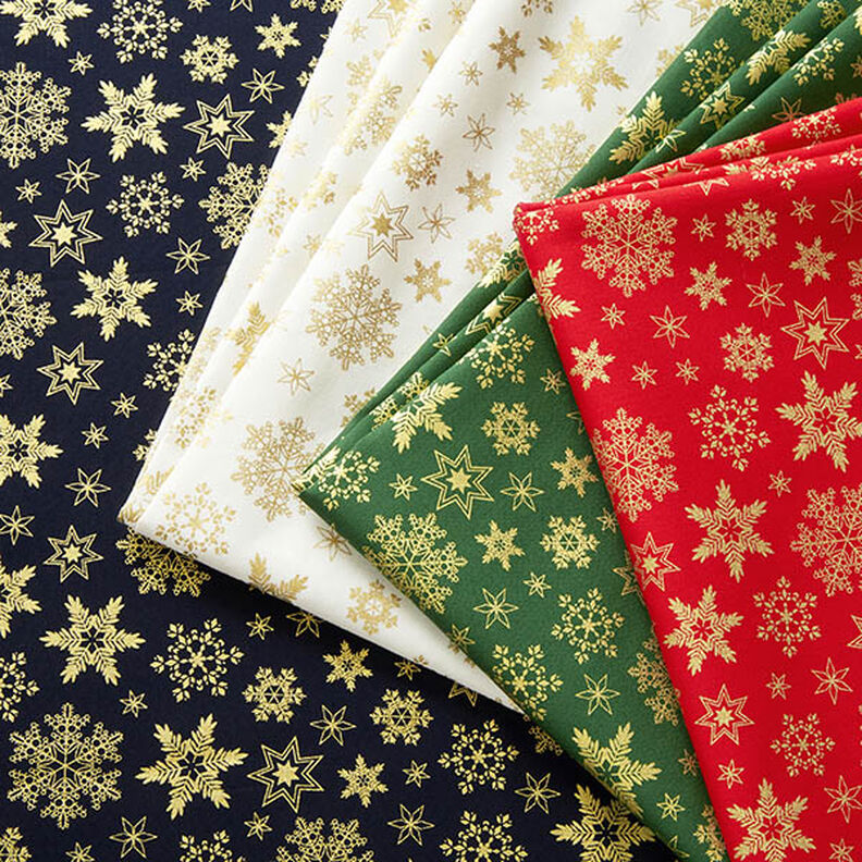 Tecido de algodão Popelina Cristais de neve – azul-noite/dourado,  image number 5