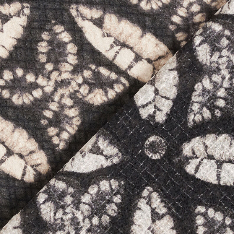 Crepe Chiffon Estampado de folhas – preto/bege,  image number 5