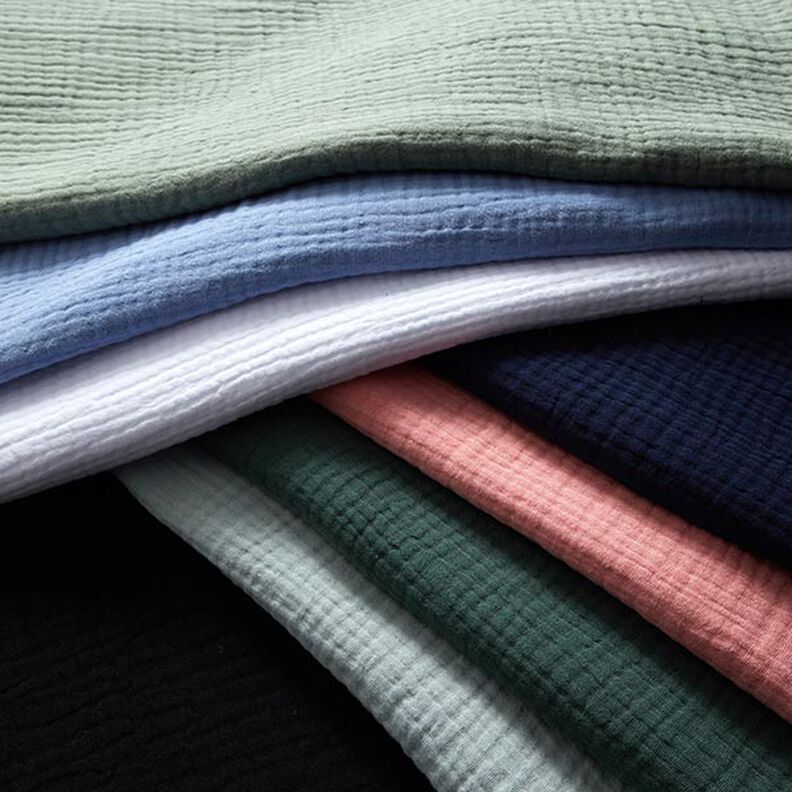 GOTS Musselina de algodão de três camadas – verde pastel,  image number 5