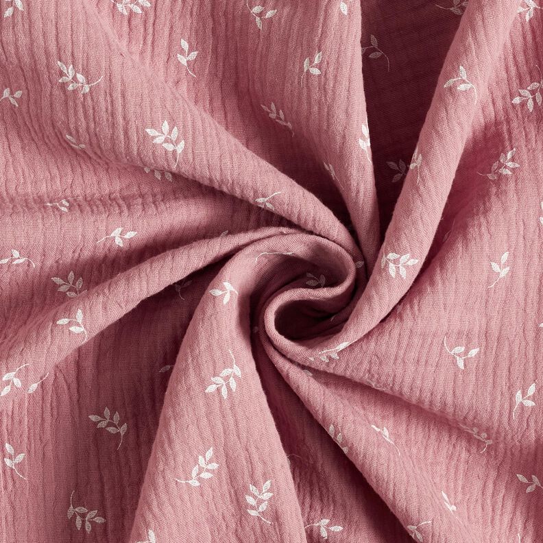 Musselina/ Tecido plissado duplo Ramo – rosa-velho escuro/branco,  image number 3