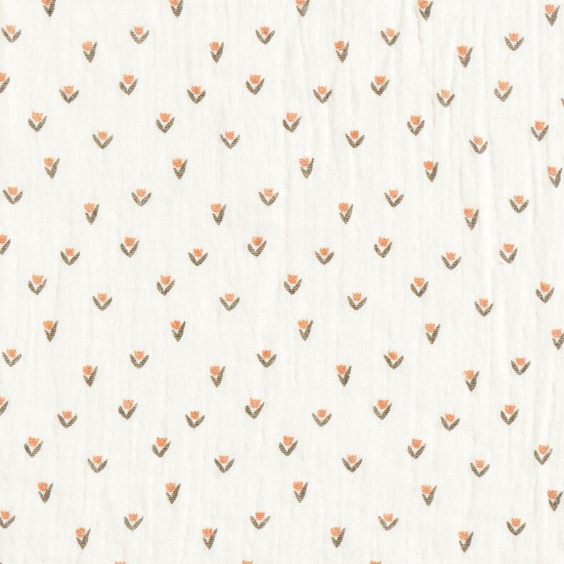 Musselina/ Tecido plissado duplo Mini tulipas Impressão Digital – branco,  image number 1