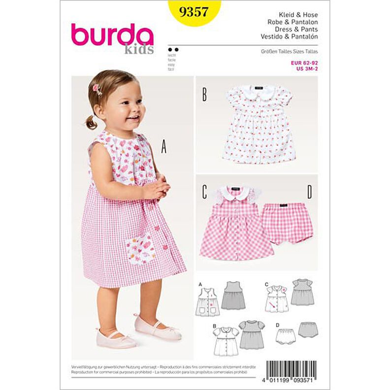 Vestido para bebé / Calças de bebé, Burda 9357,  image number 1