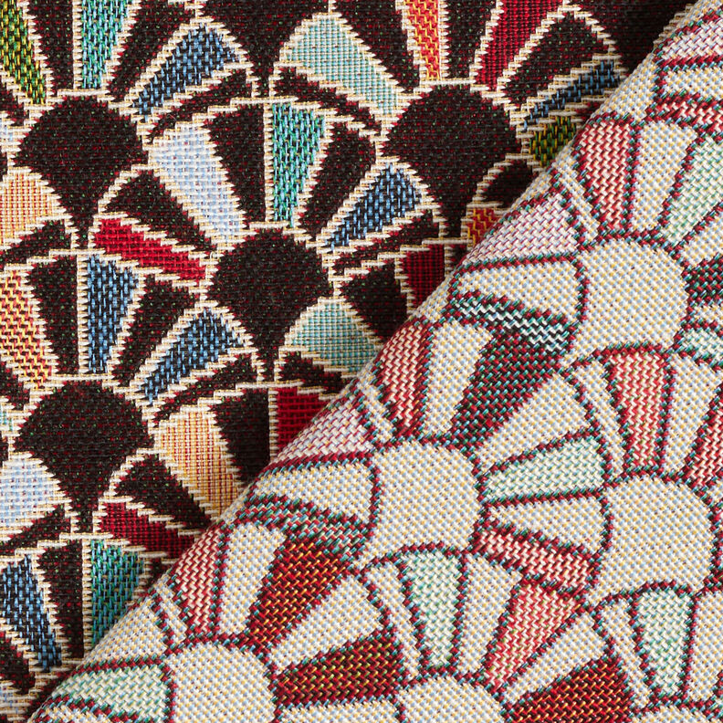 Tecido para decoração Gobelina Leques Retro – preto/carmin,  image number 4