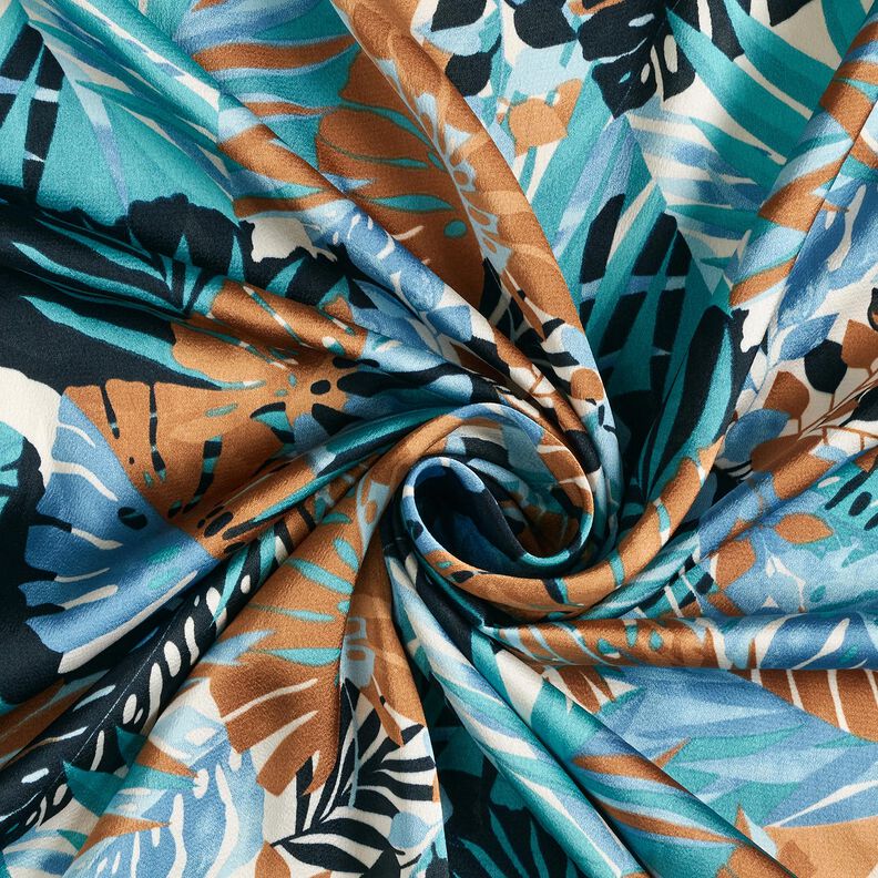 Crepe Cetim Palmeiras e Costela-de-ad&atilde;o &ndash; azul brilhante/preto azulado,  image number 3