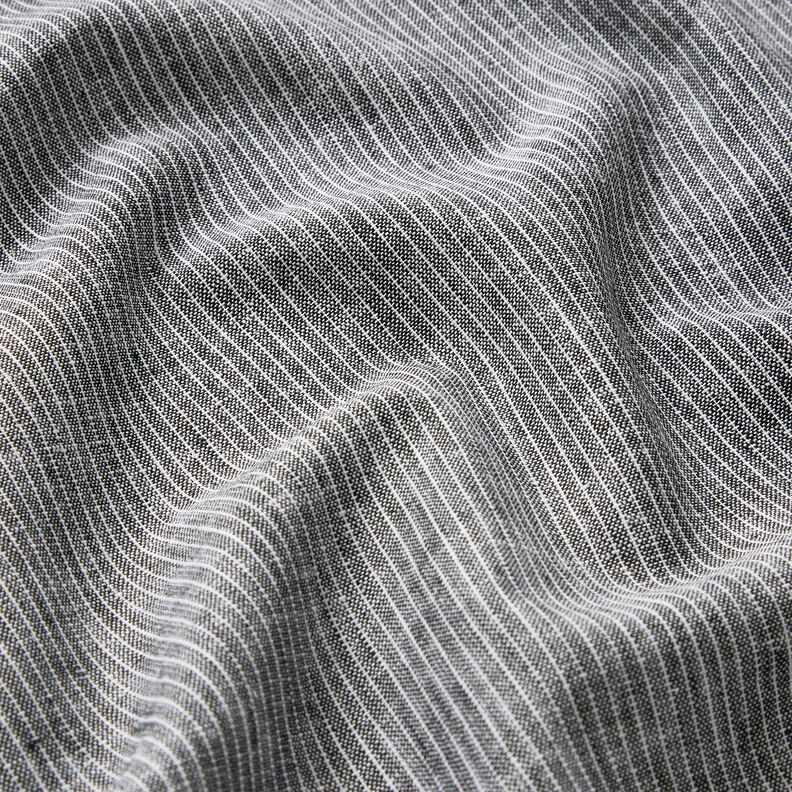 Mistura de linho e algod&atilde;o Riscas estreitas &ndash; preto/branco,  image number 2