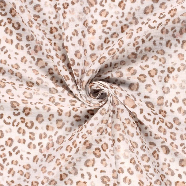 Musselina/ Tecido plissado duplo Aguarela Leo Impressão Digital – marfim,  image number 3