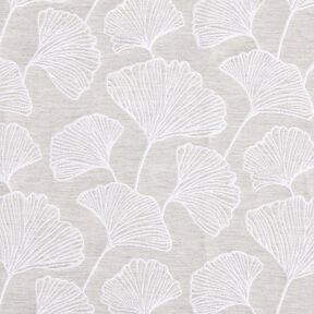 Tecido para decoração Jacquard Ginkgo grande – cinzento-névoa/marfim, 