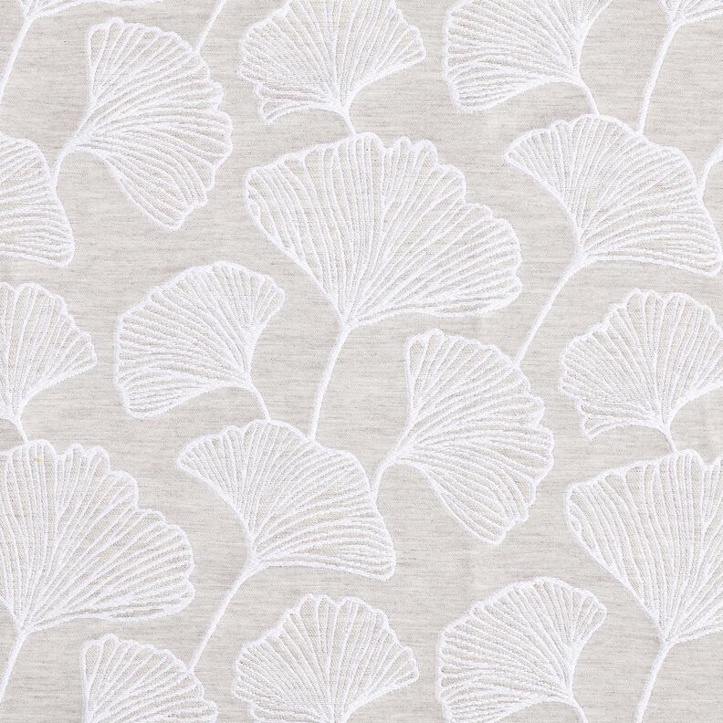Tecido para decoração Jacquard Ginkgo grande – cinzento-névoa/marfim,  image number 1