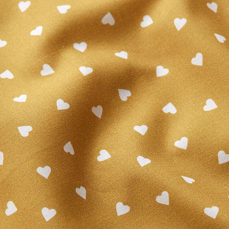 Corações espalhados de popeline de algodão orgânico – mostarda,  image number 2