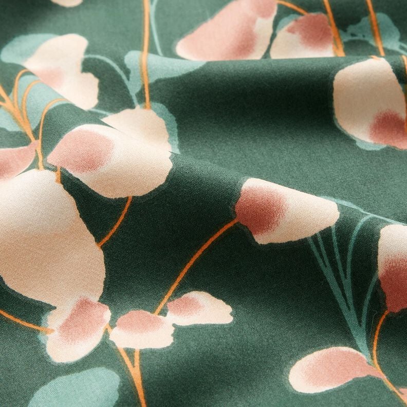 Cetim de algod&atilde;o Plantas trepadeiras &ndash; verde escuro/cor de areia,  image number 2