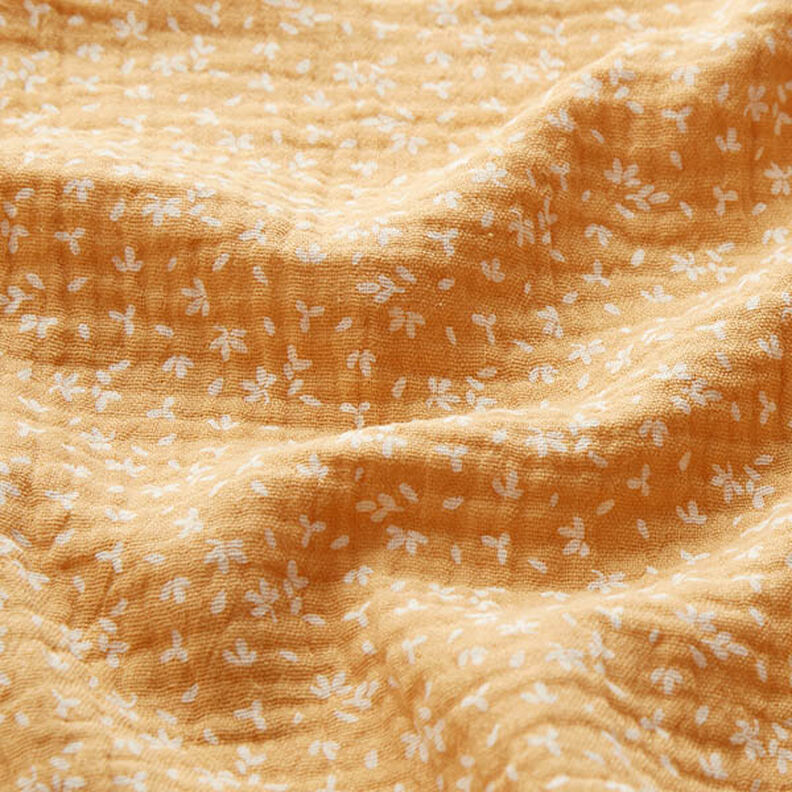 Musselina/ Tecido plissado duplo Pétalas – ouro velho,  image number 2