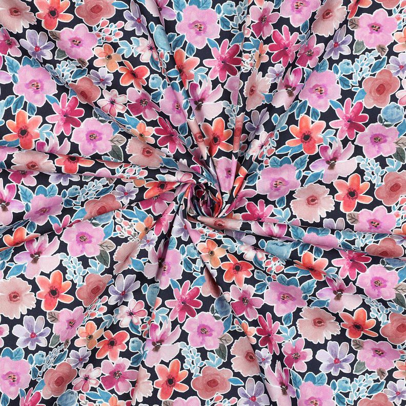 Popelina de algodão Flores | Poppy Fabrics – preto azulado,  image number 3
