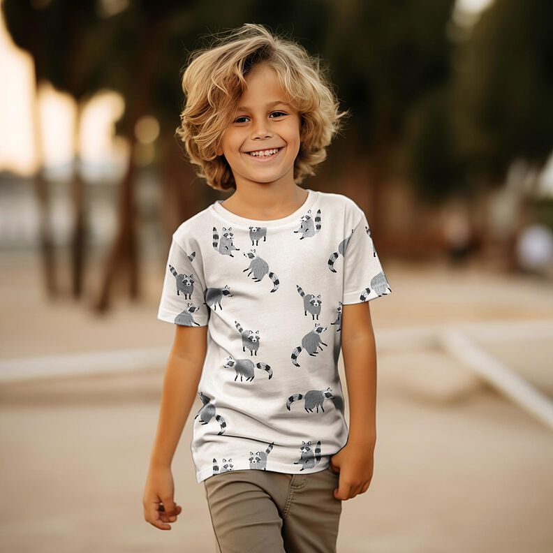 Jersey de algodão Guaxinins Impressão Digital | Poppy Fabrics – branco sujo,  image number 5