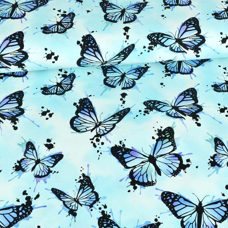 Jersey de algodão Butterfly Splashes | Glitzerpüppi – azul-gelo,  image number 2