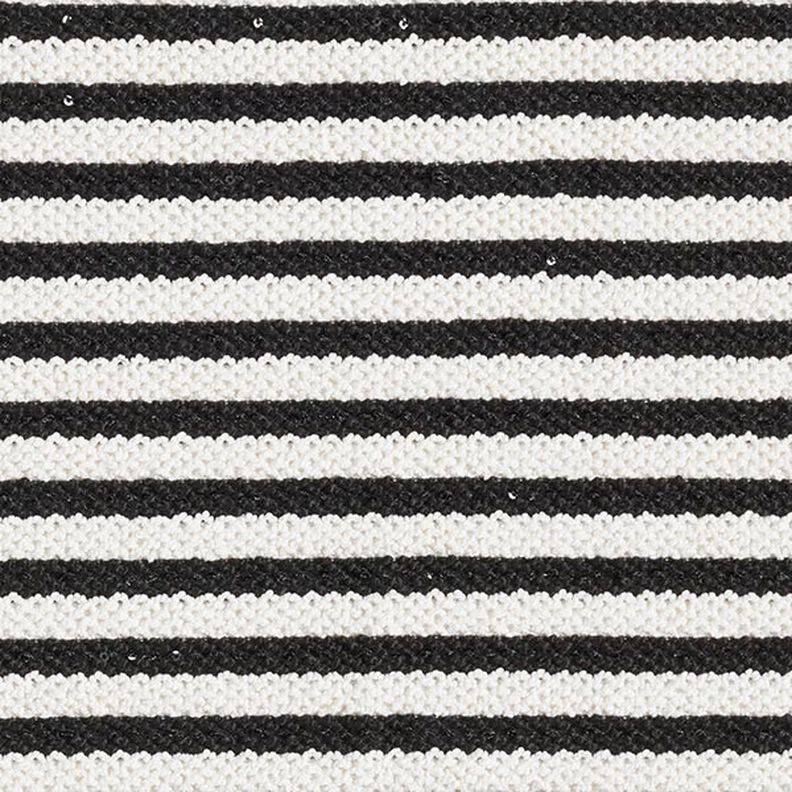 Tecido de malha Riscas brilhantes com lantejoulas – branco sujo/preto,  image number 1
