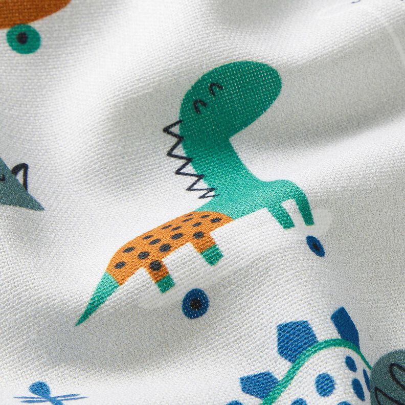 Tecido para decoração Meio linho Panamá Dinossauros de skate – cinzento-prateado/hortelã-pimenta,  image number 2