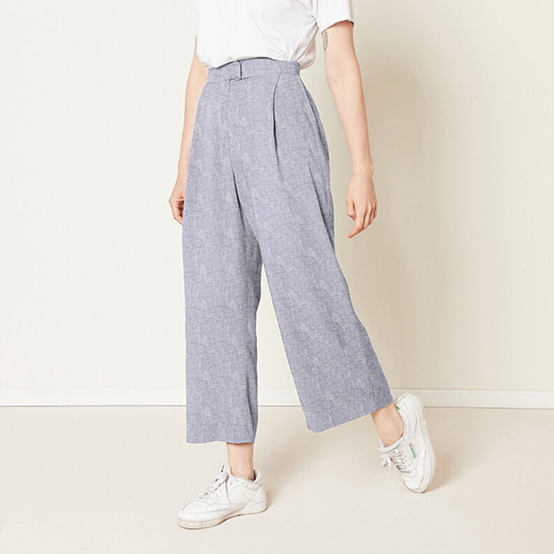 Algodão e linho Melange – azul-marinho,  image number 5