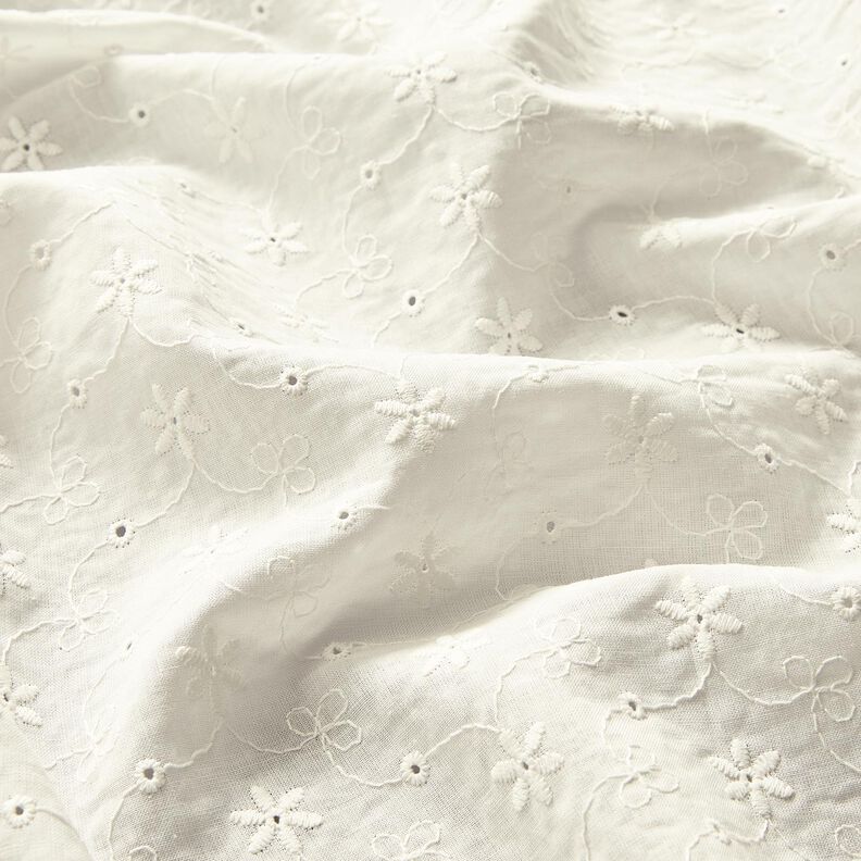Cambraia de algodão Bordado inglês Gavinhas florais – branco sujo,  image number 3