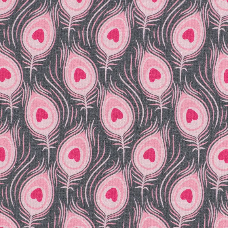 Jersey de algodão Pavo | Stoff&Liebe – cinza ardósia/rosa intenso,  image number 1