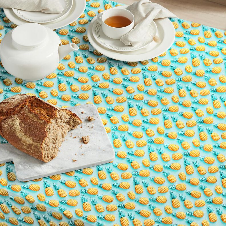 Tecido de algod&atilde;o Popelina Anan&aacute;s &ndash; azul marinho/amarelo,  image number 7