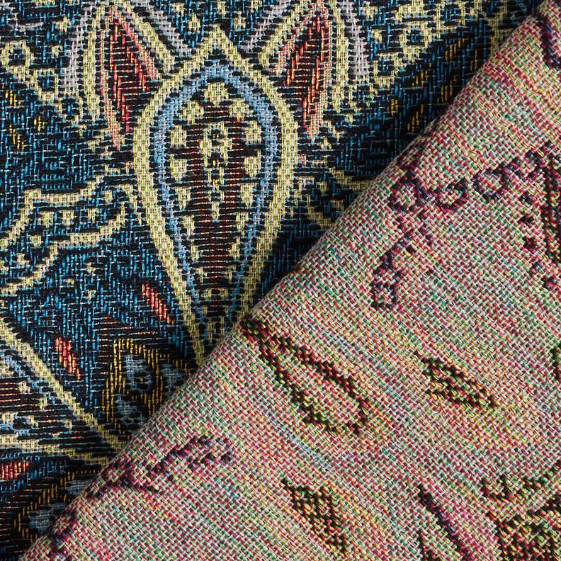 Tecido para decoração Gobelina Flores Mandala – preto/azul,  image number 4