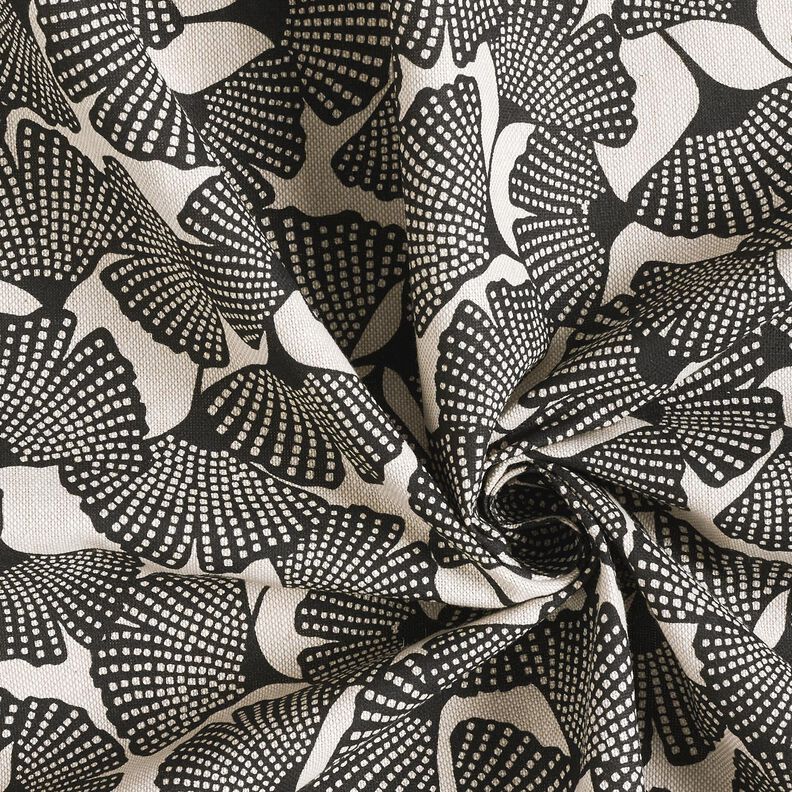 Tecido para decoração Meio linho Panamá Ginkgo manchado – preto/natural,  image number 3