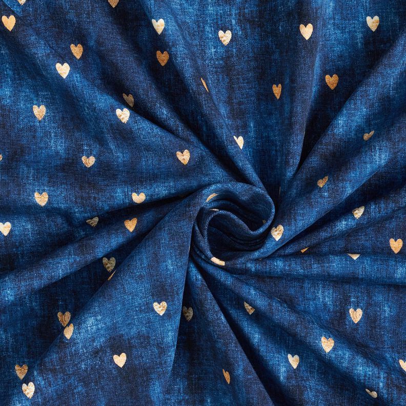 Jersey de algodão Corações dourados | Glitzerpüppi – índigo,  image number 3