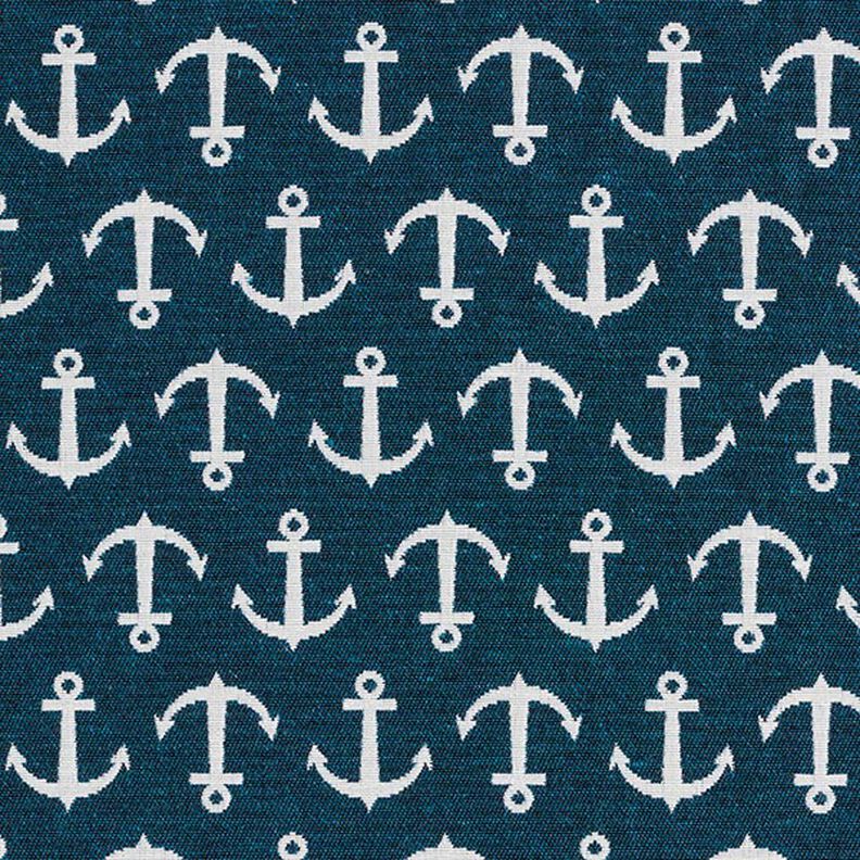 Tecido para decoração Jacquard Âncora – azul-oceano/branco,  image number 1