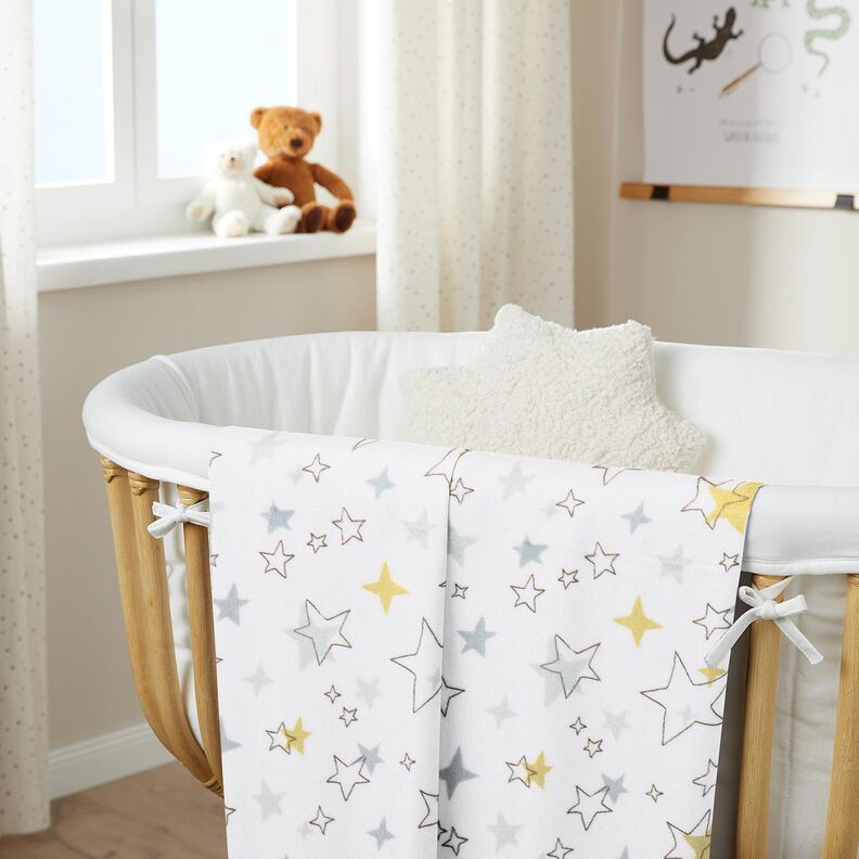 Tecido polar fofinho Estrelas coloridas – marfim/amarelo-sol,  image number 6