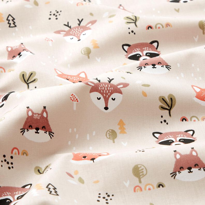 Popelina de algodão Cabeças de animais da floresta – natural/cobre,  image number 2