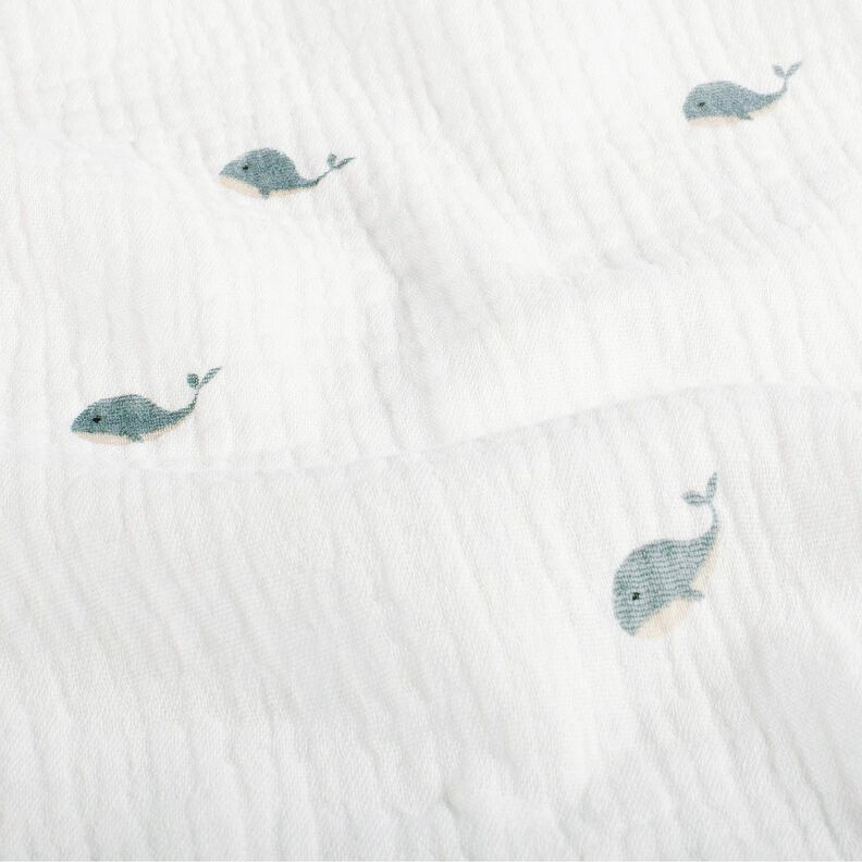 Musselina/ Tecido plissado duplo Pequenas baleias – marfim/cinza claro,  image number 2